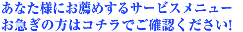 あなた様にお薦めするサービスメニューお急ぎの方はコチラでご確認ください！